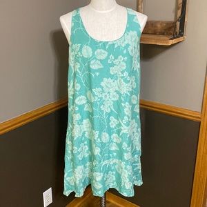 C brand mint and seafoam green floral tank dress with open back size L